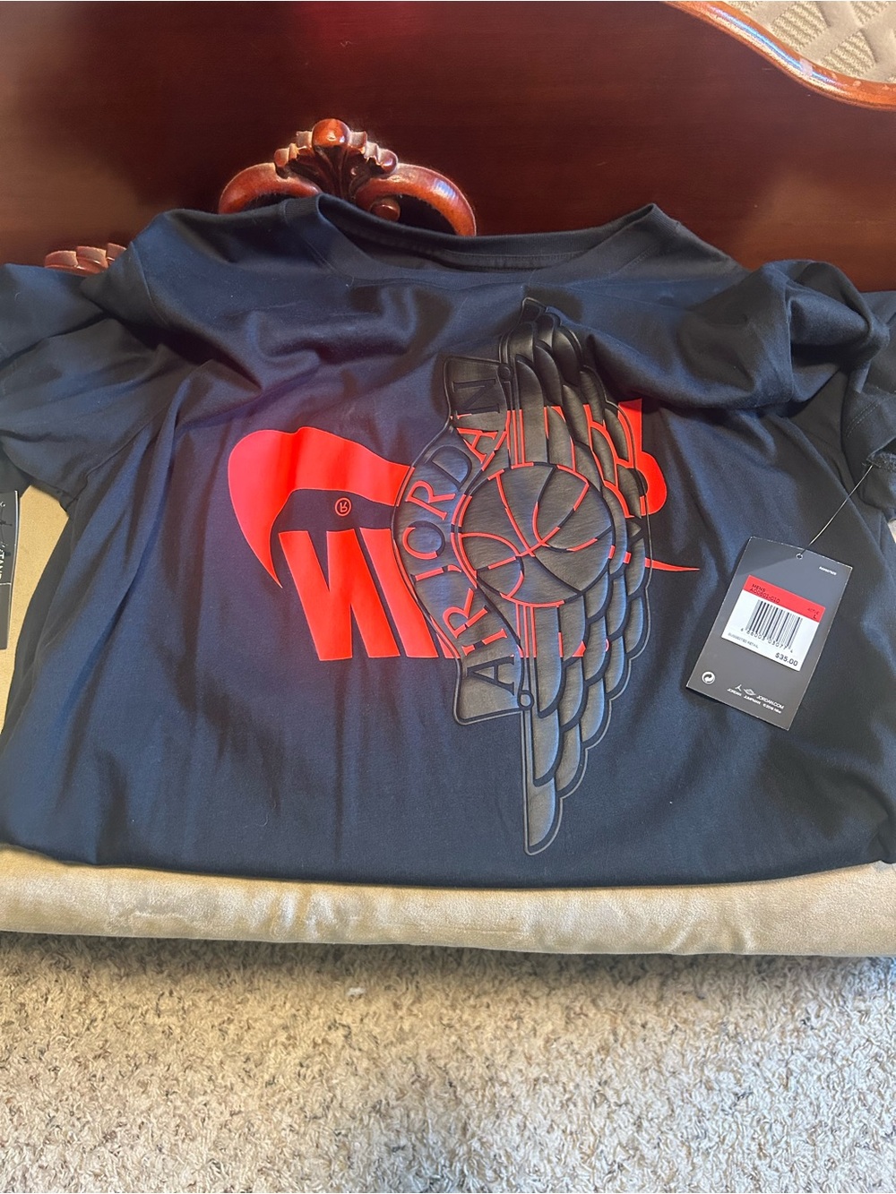 Jordan Black Tee with Red Jumpman & Graphic